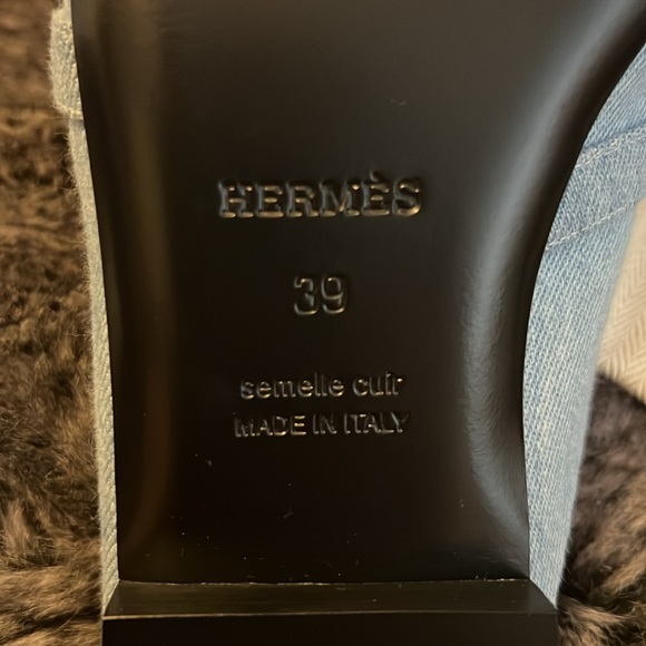 NIB Hermes OZ Denim Mules - Picture 8 of 9